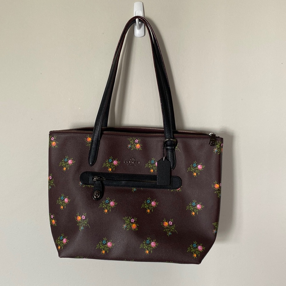 Coach Floral Oxblood Shoulder Bag